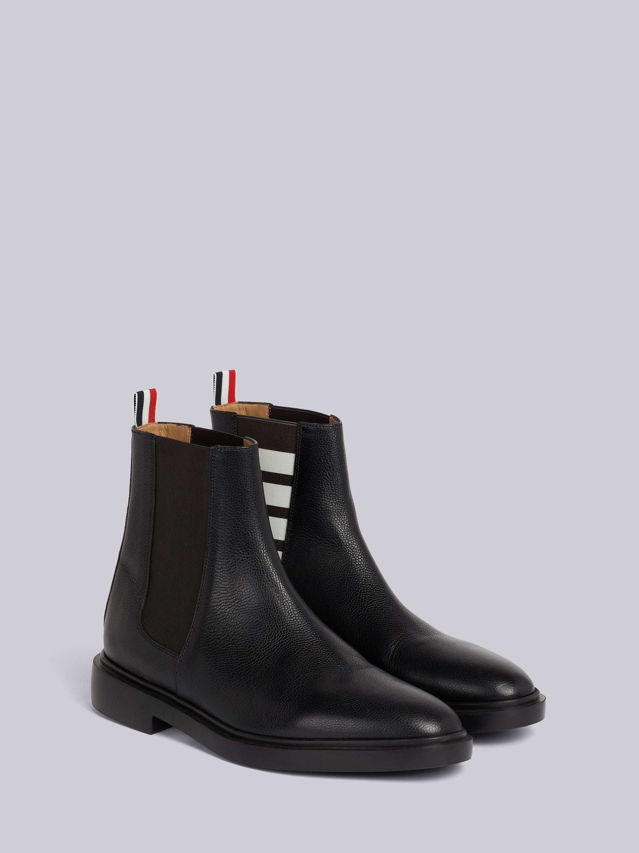 Black Pebble Grain Leather 4-Bar Lightweight Sole Chelsea Boot - 3