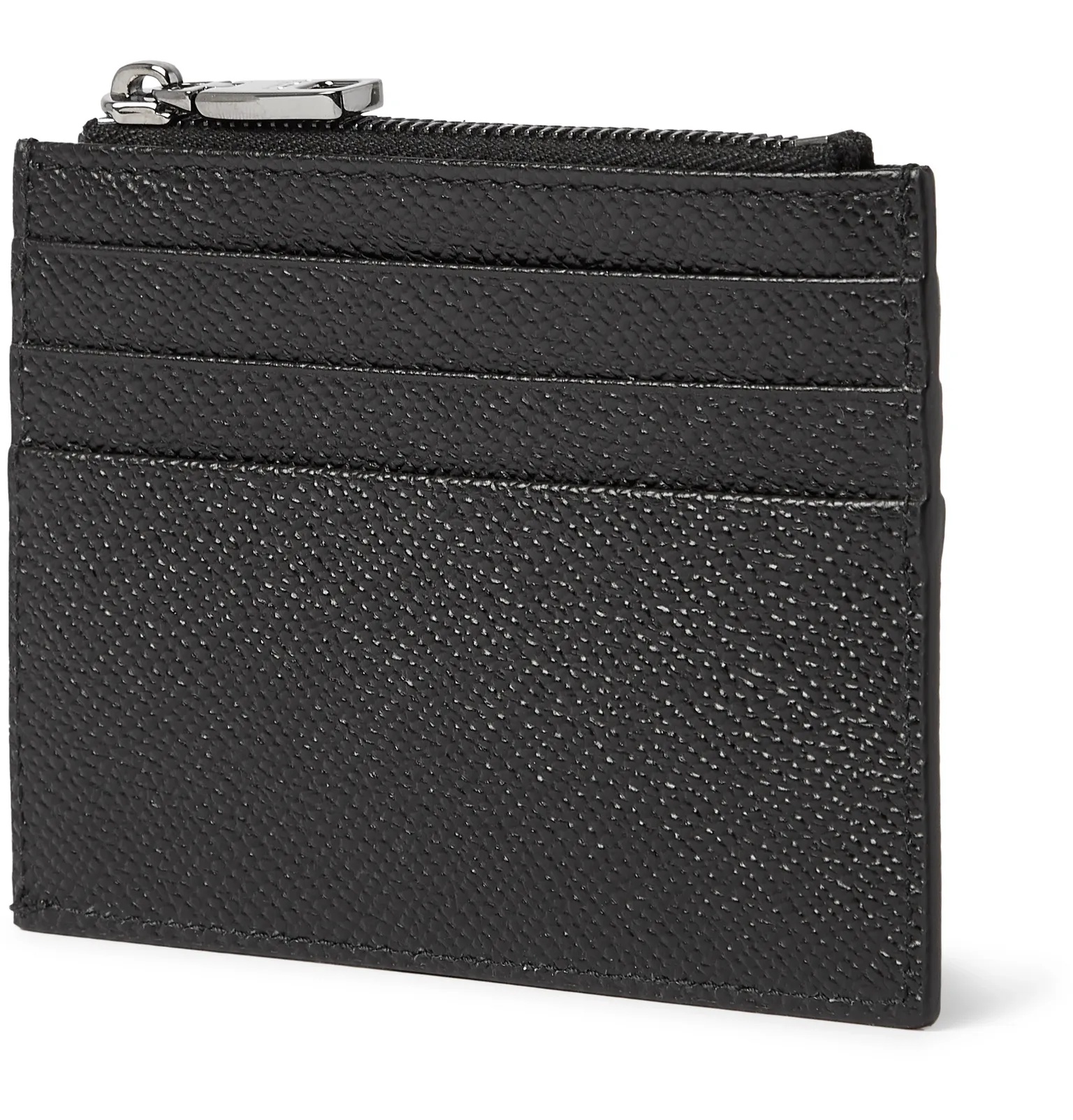 Logo-Appliquéd Pebble-Grain Leather Cardholder - 3