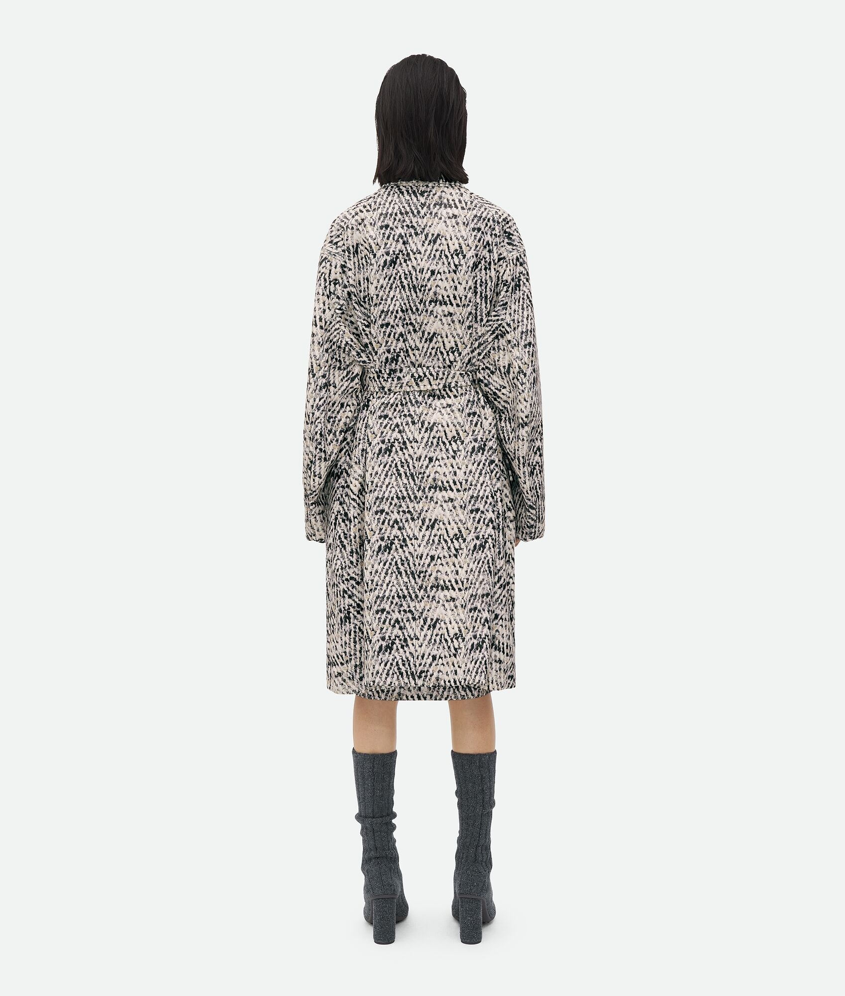 Printed Leather Chevron Coat - 3
