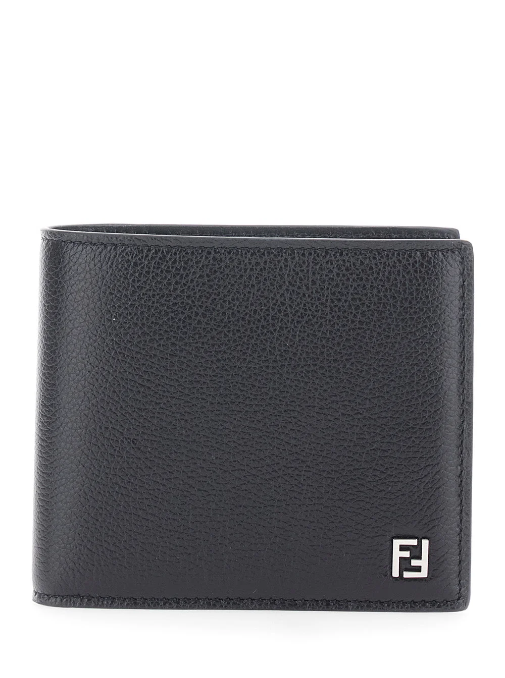 Fendi Men Black Bi-Fold Wallet With Ff Logo Plaque In Leather Men - 1