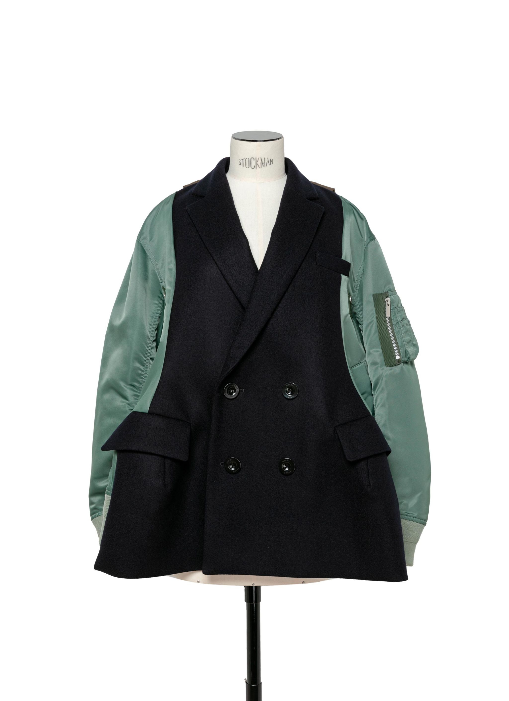 Wool Melton x Nylon Twill Quilted Coat - 1