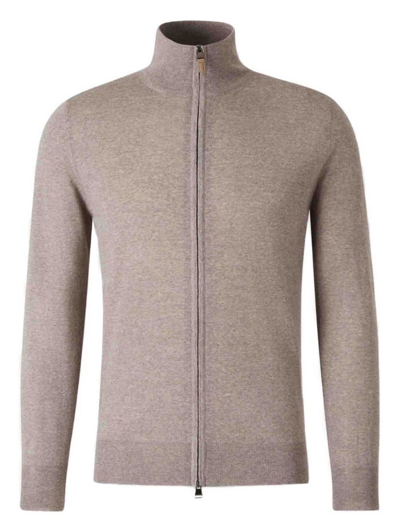 high-neck zip-front cardigan 1
