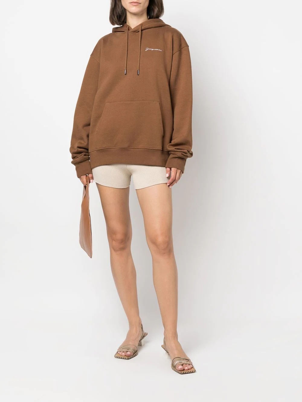 embroidered-logo organic cotton hoodie - 3