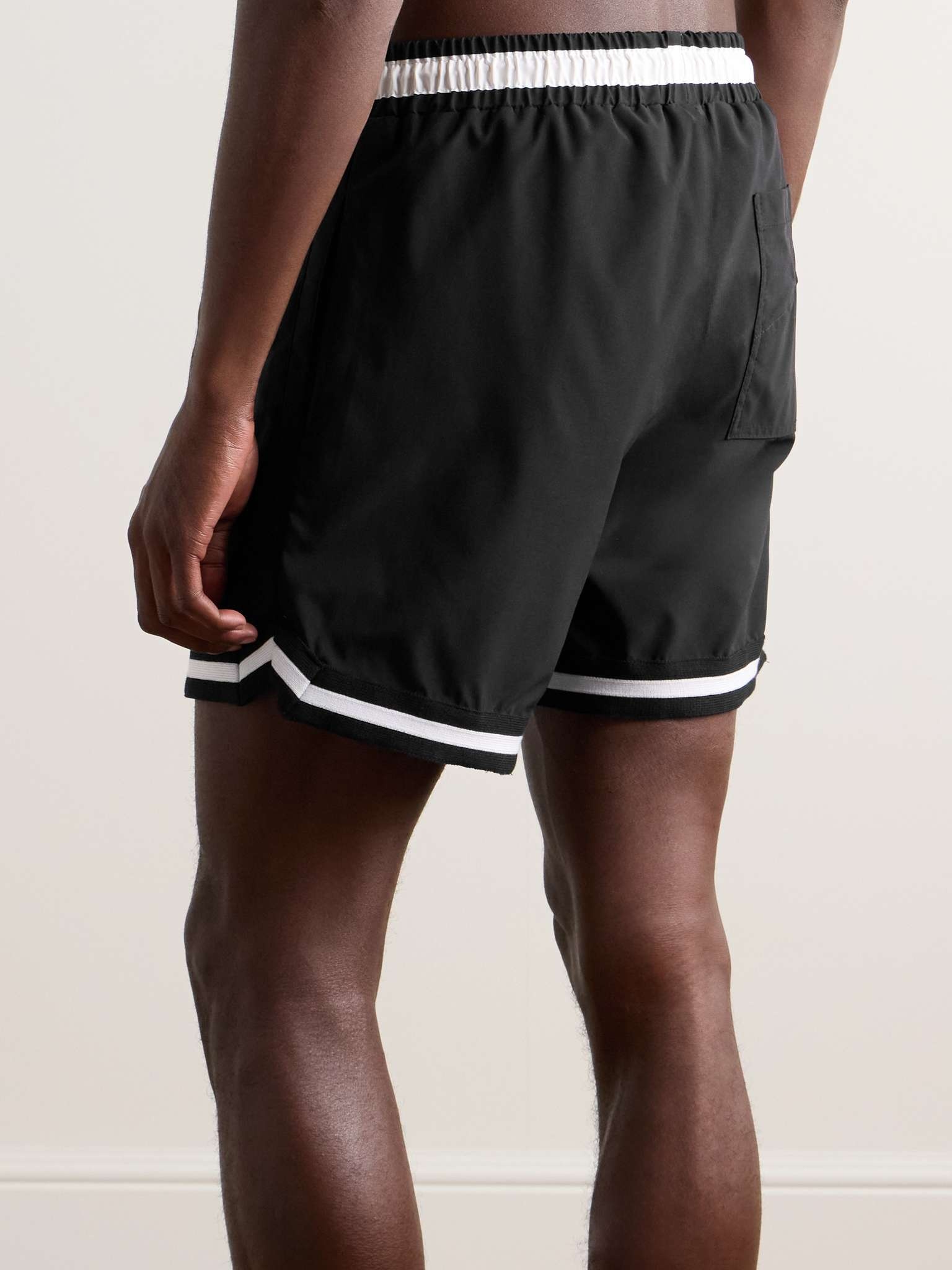 Straight-Leg Mid-Length Logo-Print Striped Swim Shorts - 3