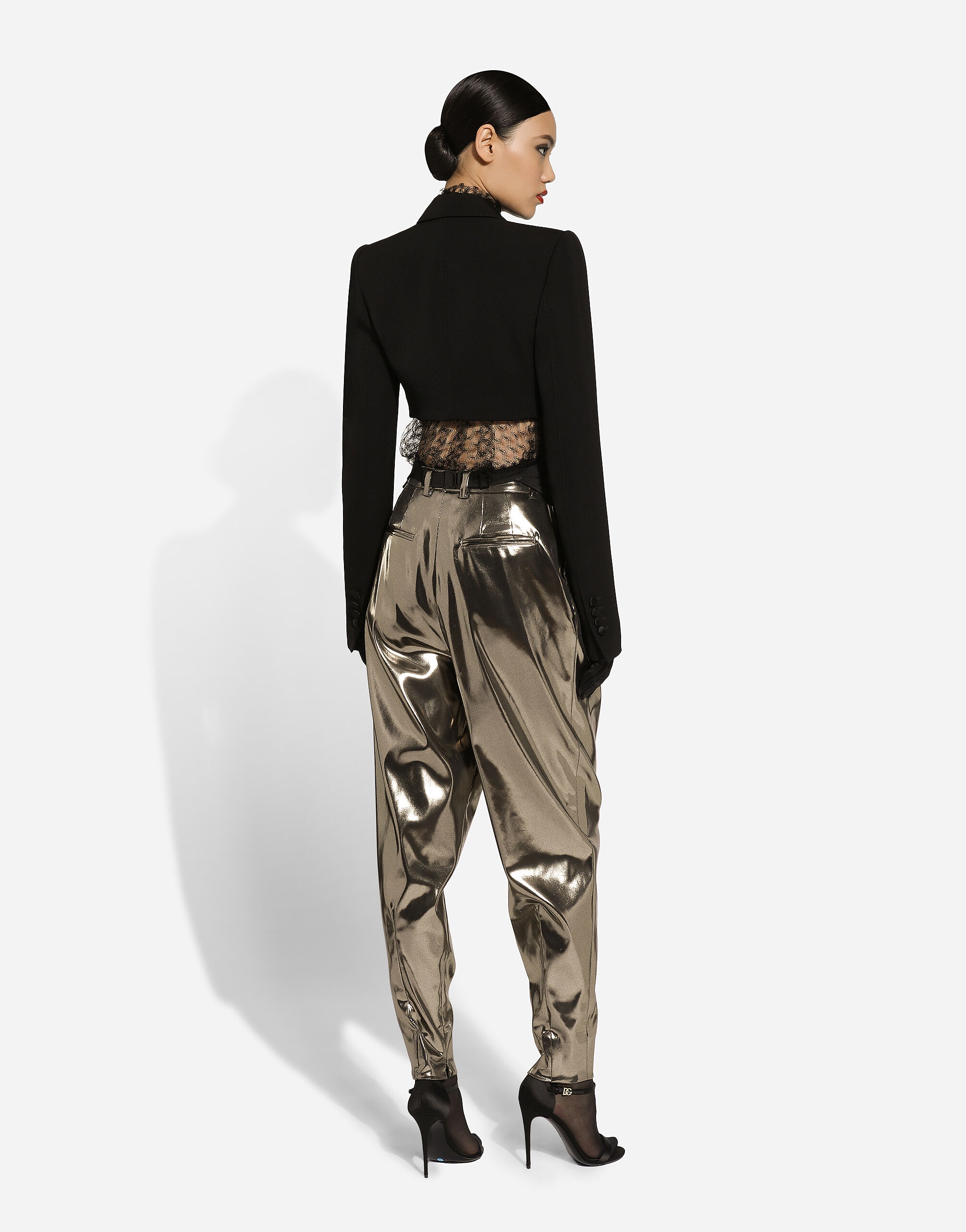 Foiled stretch satin pants - 5