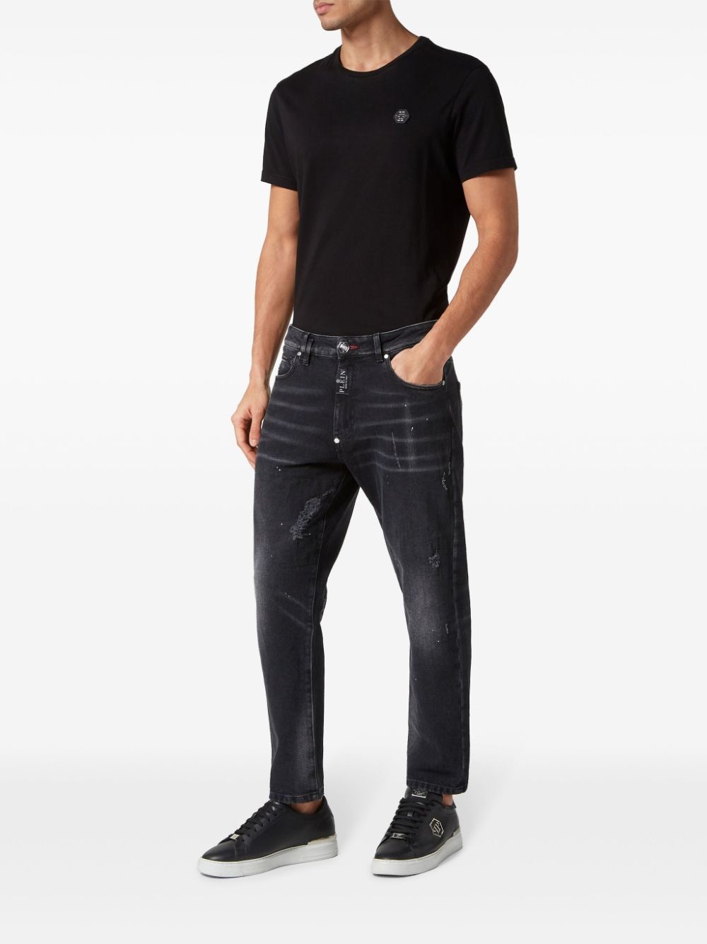 paint-splatter skinny-cut jeans - 3