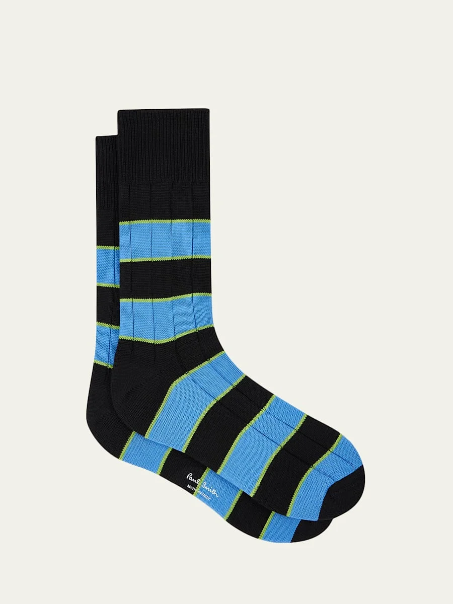 Men's Kennedy Contrast-Stripe Crew Socks - 1