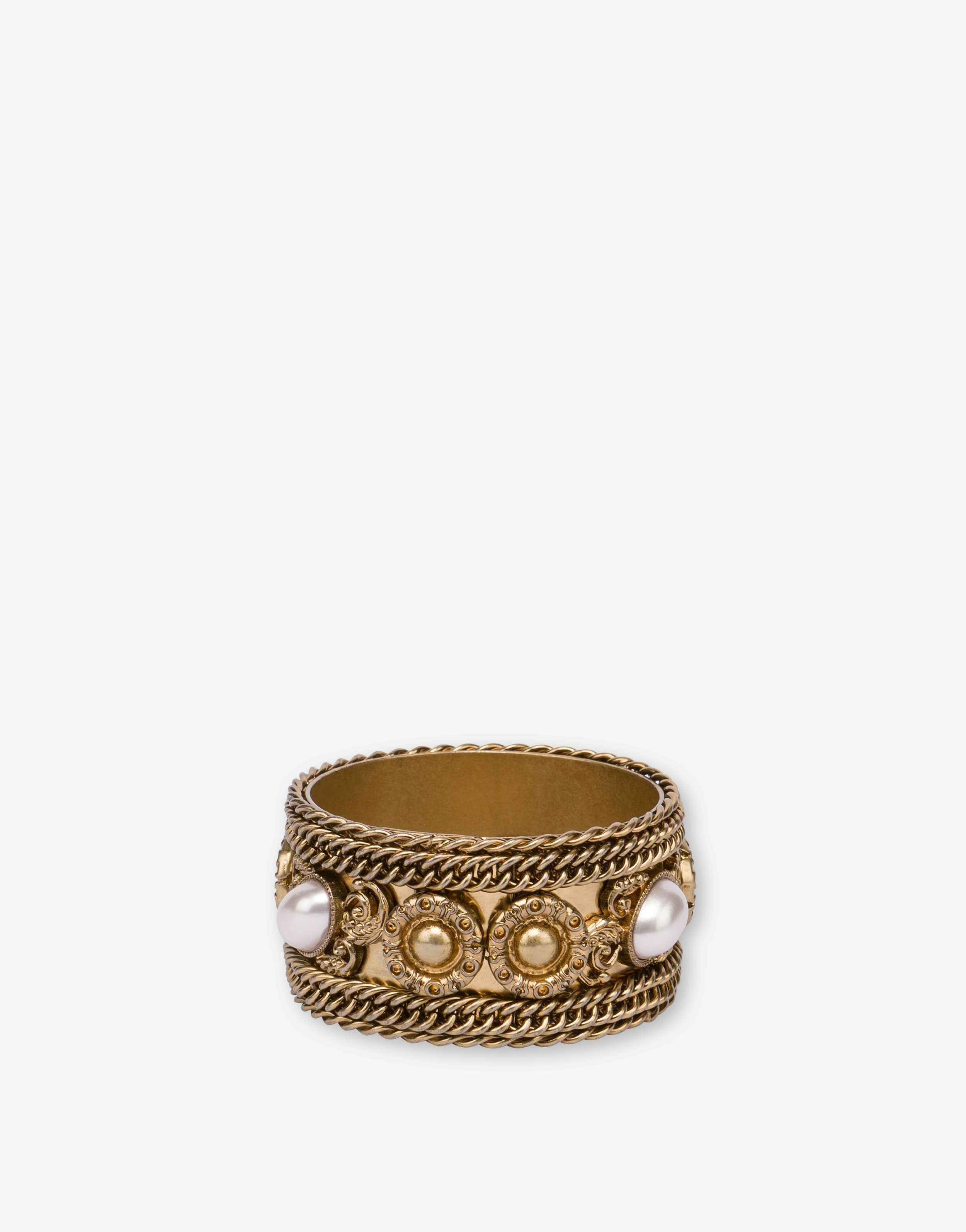 RIGID BRACELET WITH CHAINS AND PEARLS - 1