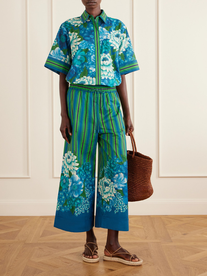 ALÉMAIS Margo Striped Floral-print Organic Cotton-voile Shirt outlook