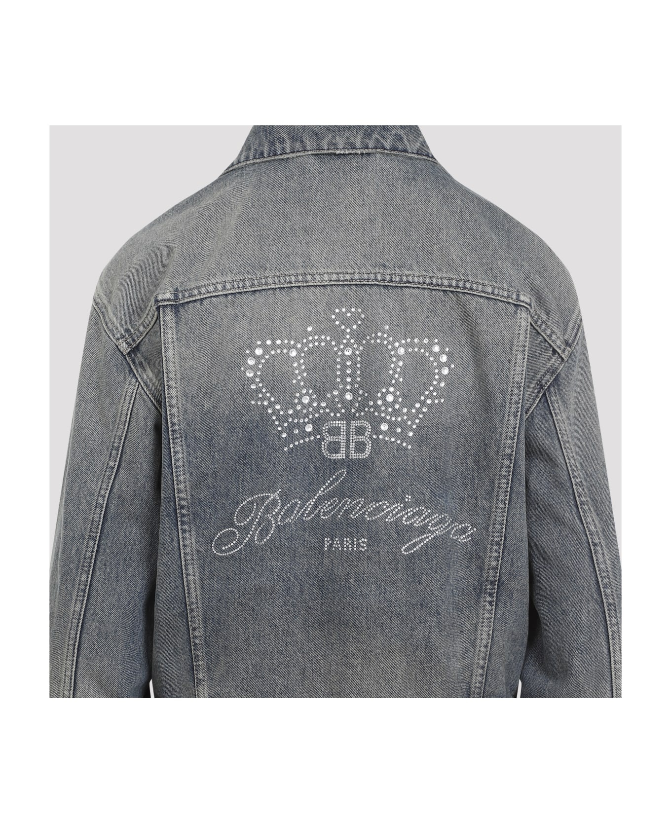 Rhinestone Logo Denim Jacket - 5