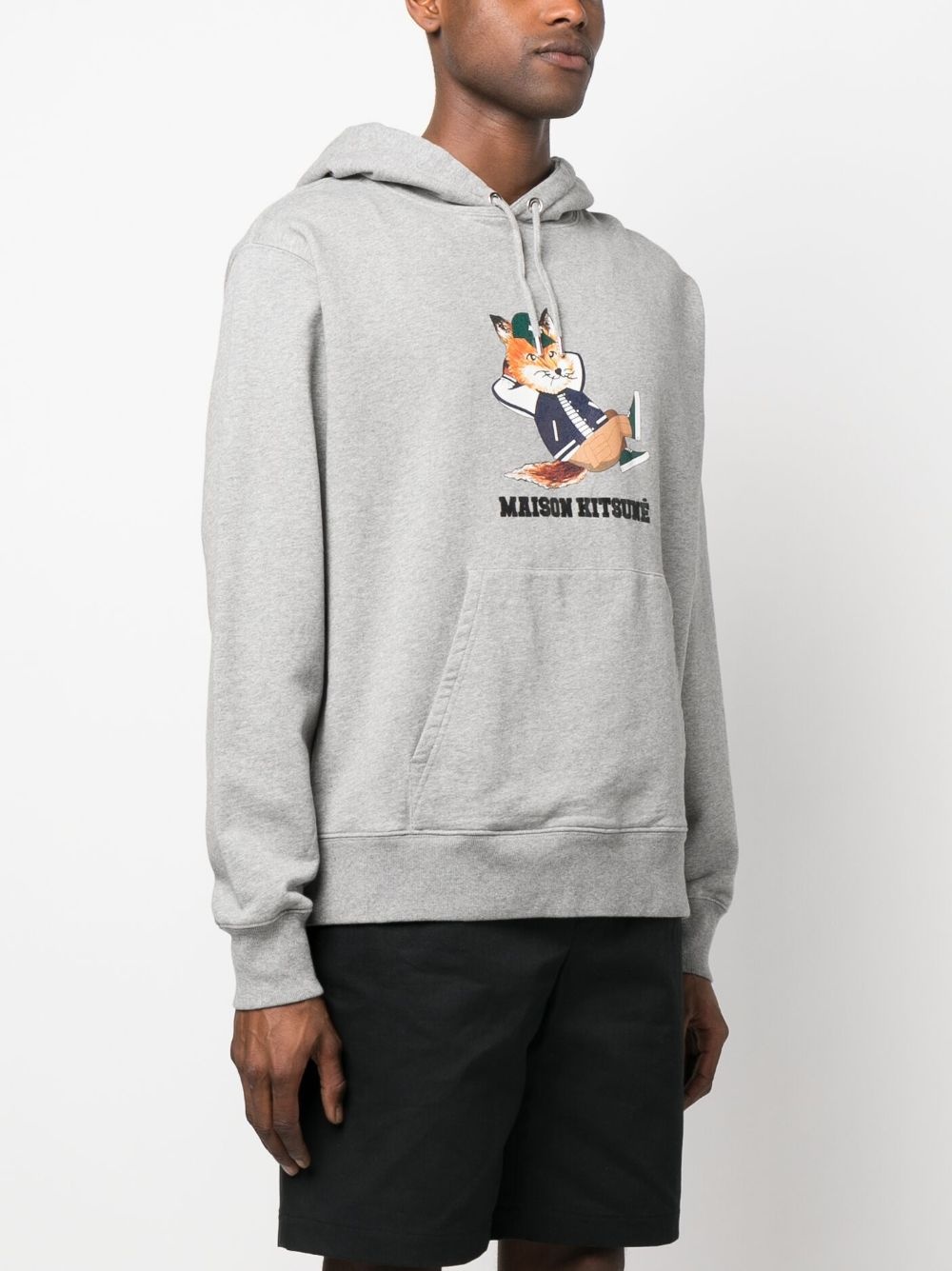 logo-print cotton hoodie - 3