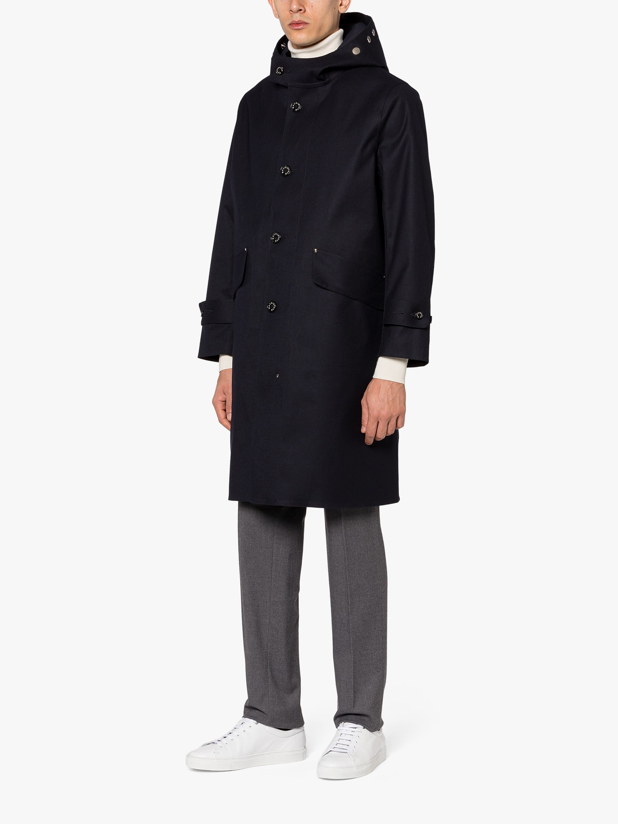 NEW KIRKTON NAVY BONDED WOOL HOODED COAT - 2