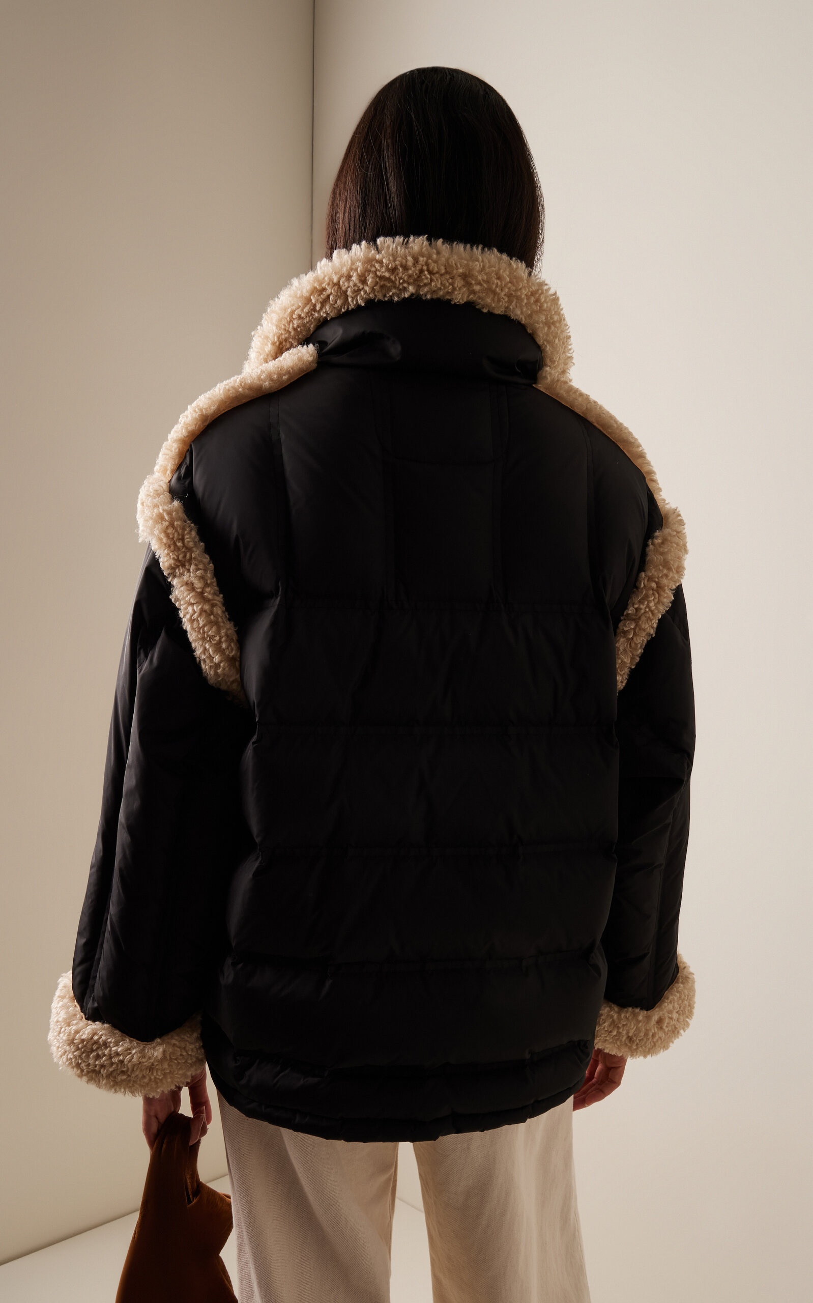 Dorothy Sherpa-Trimmed Quilted Down Coat black - 4