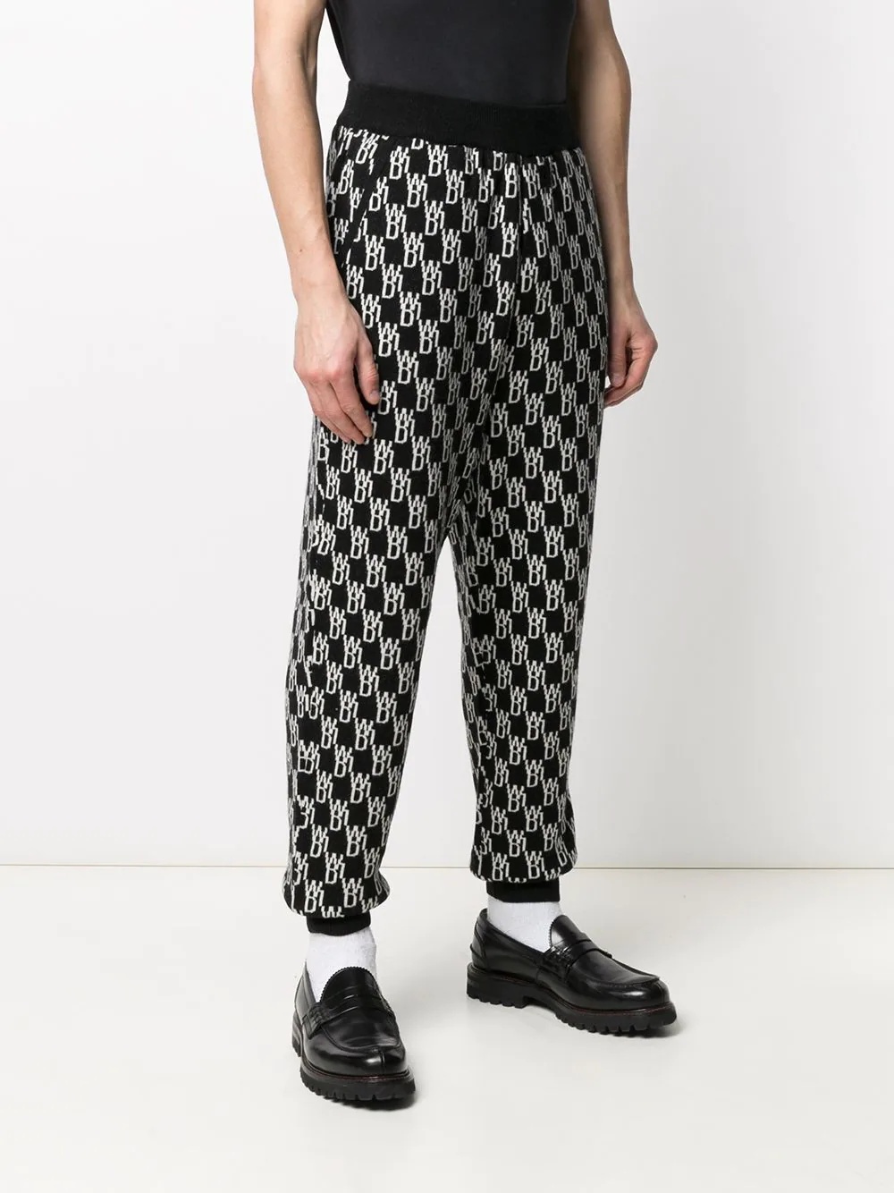 intarsia knit track trousers - 3