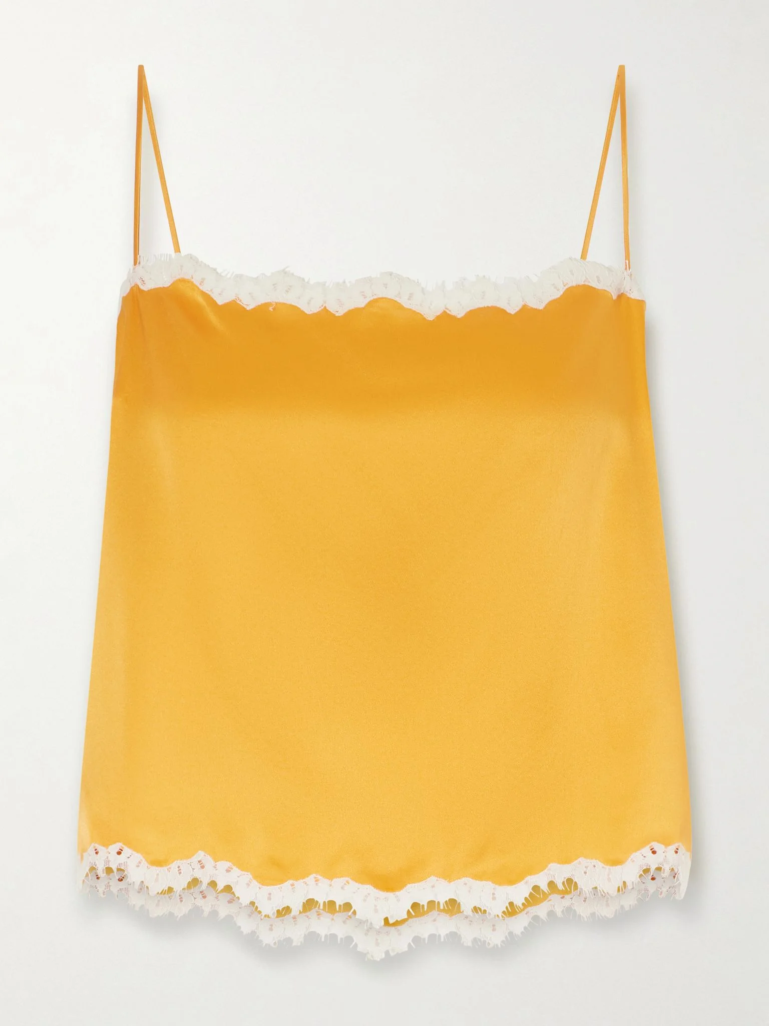 Loure lace-trimmed silk-satin top Orange - 1