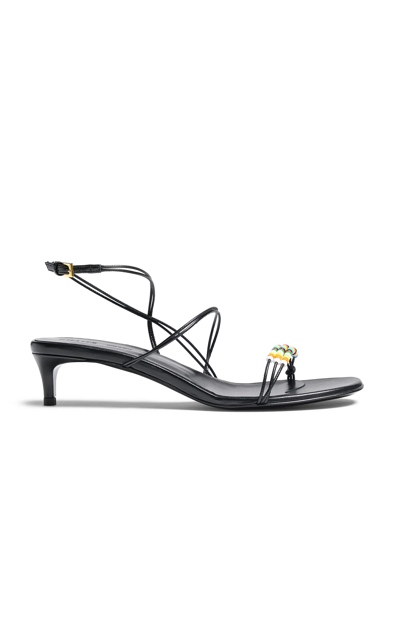 Loop Beaded Detail Leather Kitten Heels black - 1