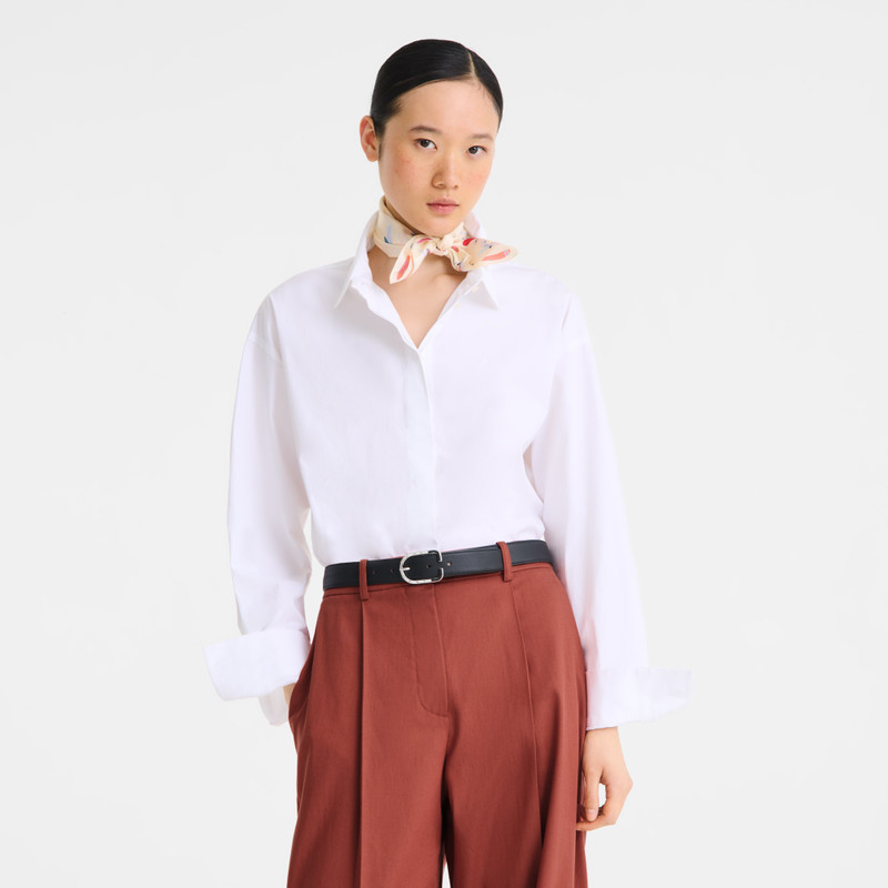 Longchamp En Attendant la Vague Silk scarf 50 Ivory - Silk outlook