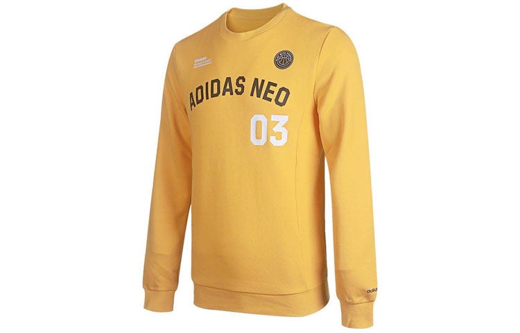 adidas neo M Cs Vrsty Sw Logo Printing Knit Sports Round Neck Pullover Yellow GJ8949 - 3