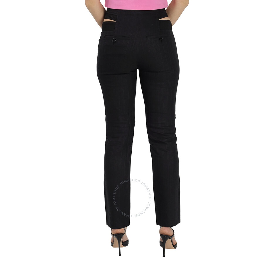 Burberry Ladies Black Pinstripe Functional Twill Remodeled Trousers - 5