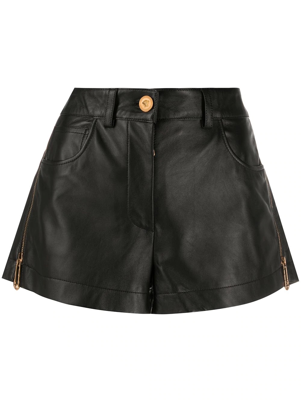 zip-detail leather shorts - 1