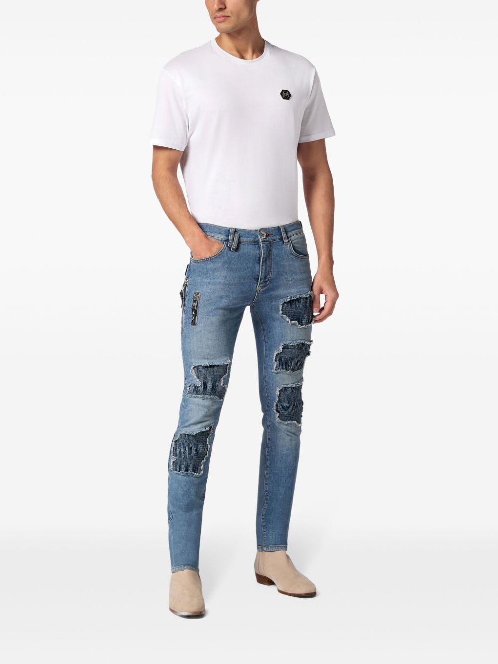 Rock Star ribbed-panels skinny jeans - 2