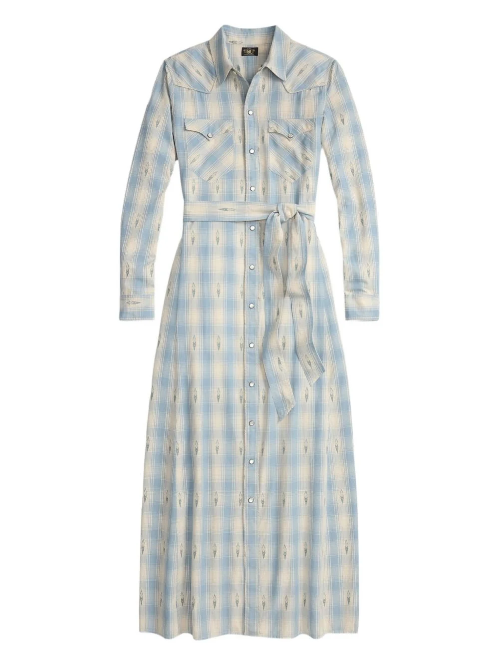 plaid belted midi dress - 1