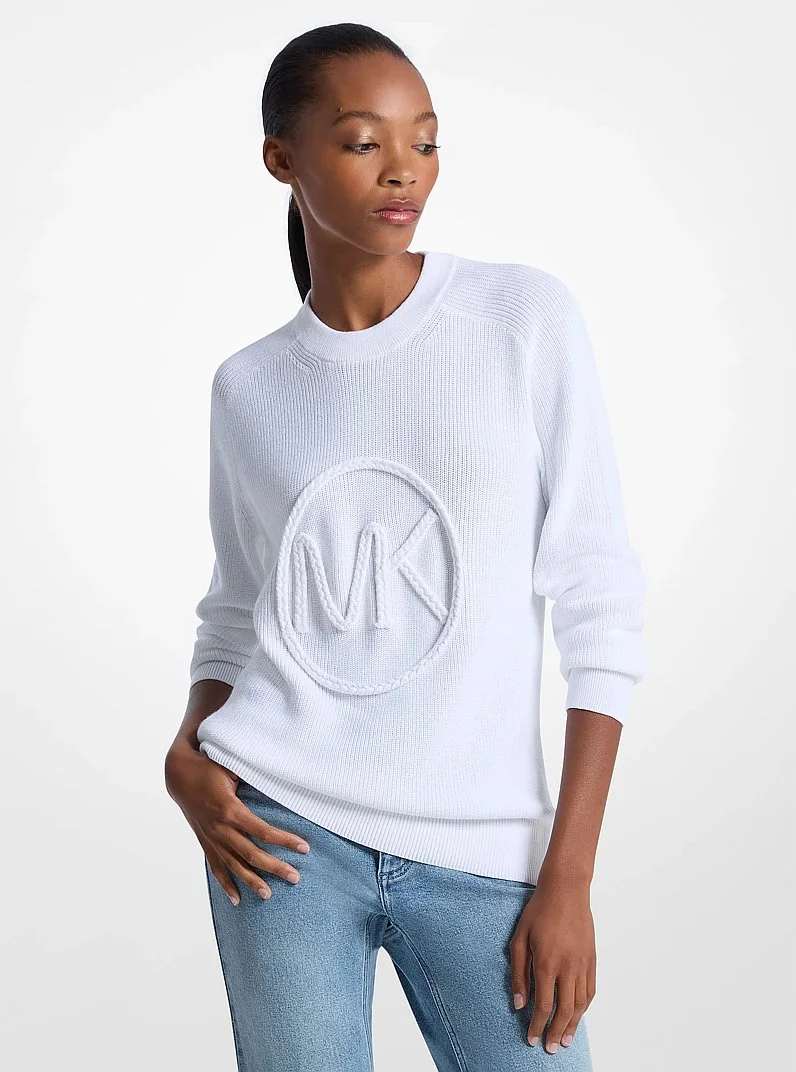 Braided Logo Cotton Blend Sweater - 1