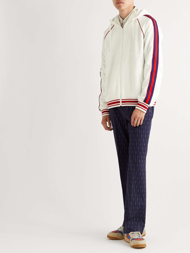 GUCCI Webbing-Trimmed Jacquard-Knit Hooded Bomber Jacket outlook