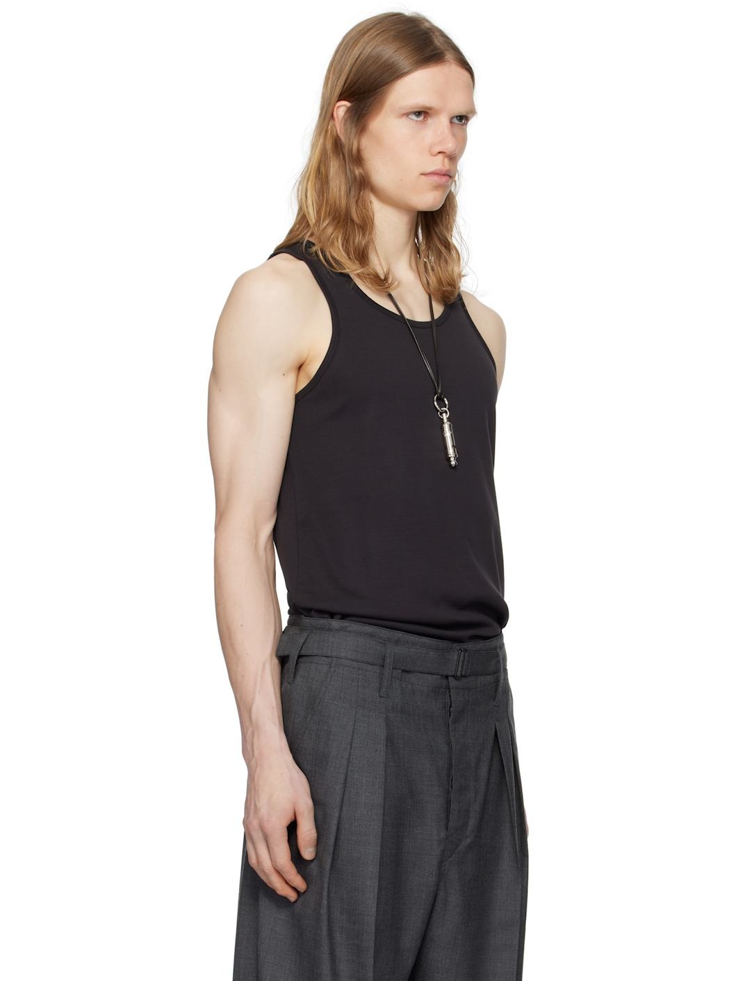 Black Cotton Tank Top - 2
