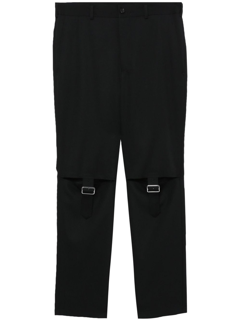 strap-detail straight-leg trousers 1