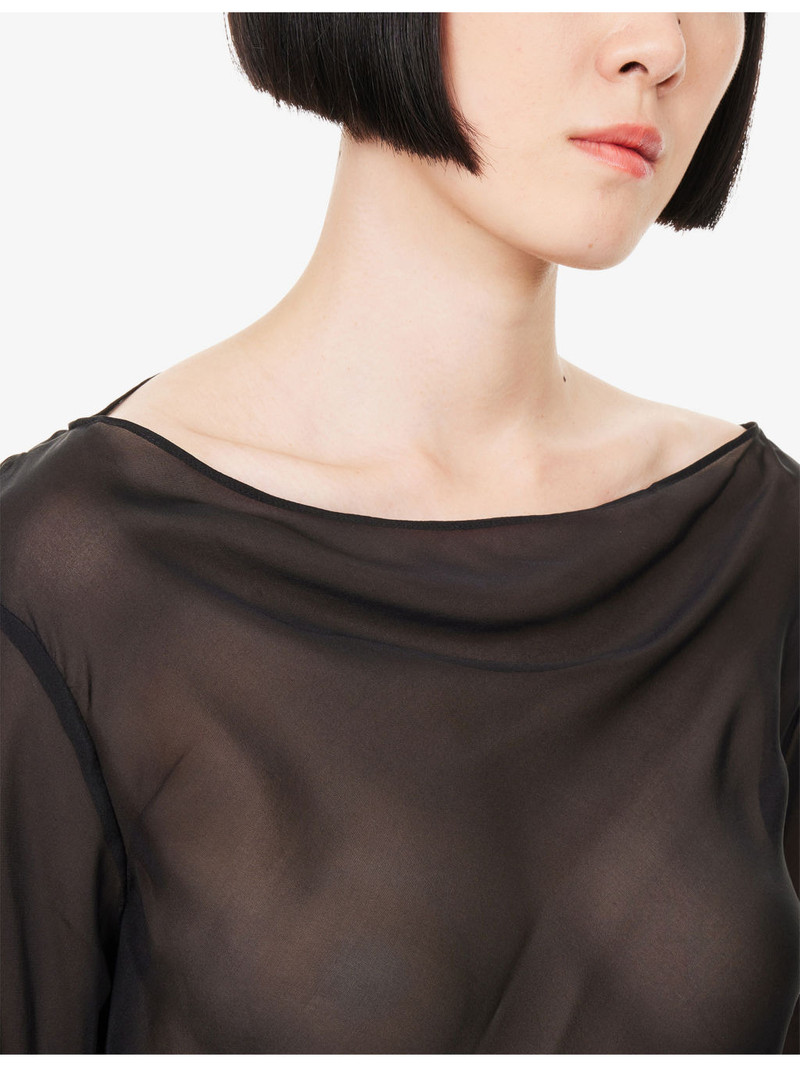 Strobe Cowl-Neck Silk Top 5