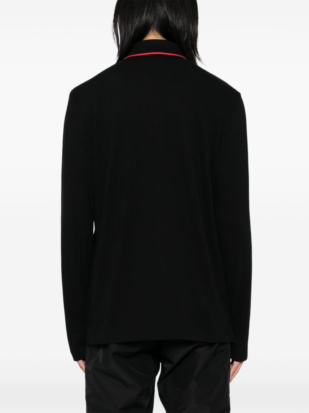 logo print long-sleeves polo shirt - 3
