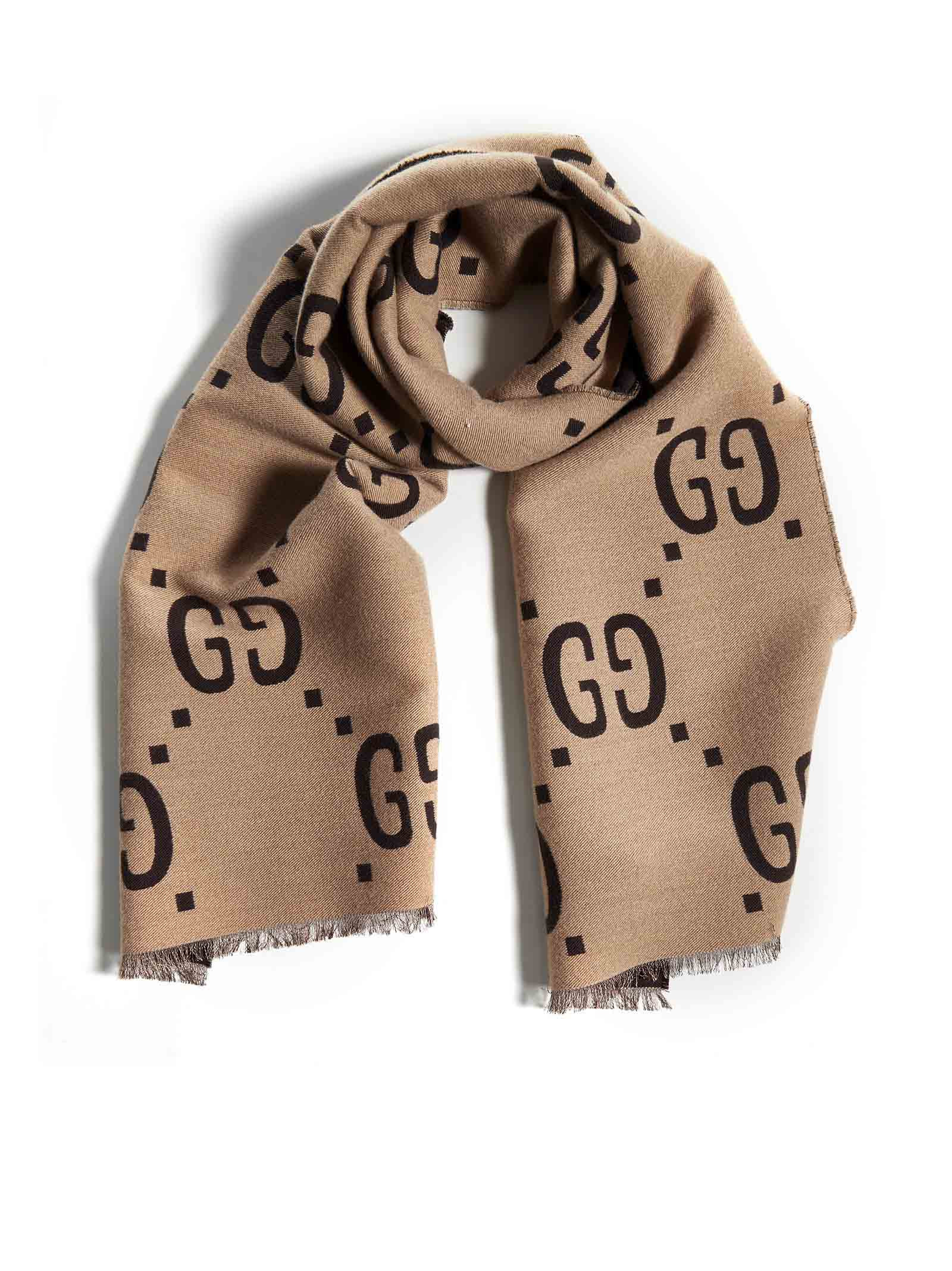 Gucci Men Wool And Silk Scarf With Gg Jacquard Pattern - 3