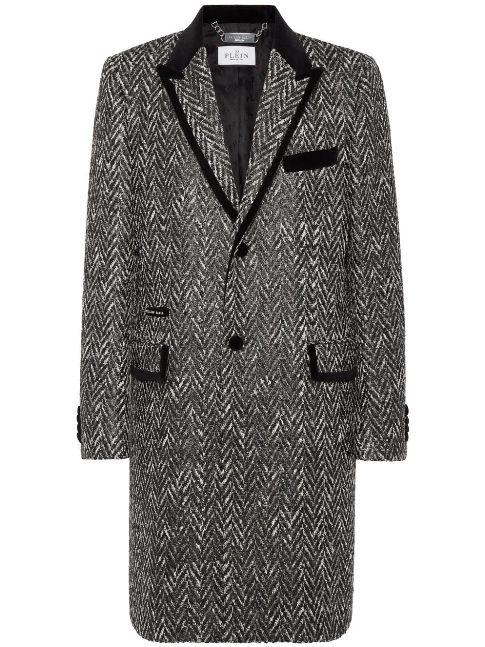chevron-print single-breasted coat - 1