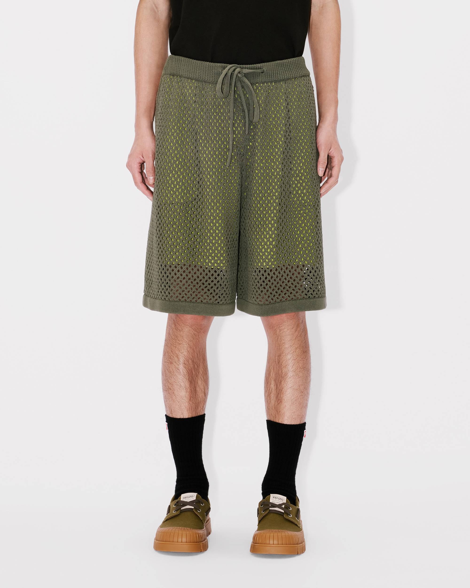 Embroidered knitted crochet shorts in cotton mesh - 6