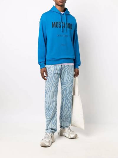 Moschino logo-print cotton hoodie outlook