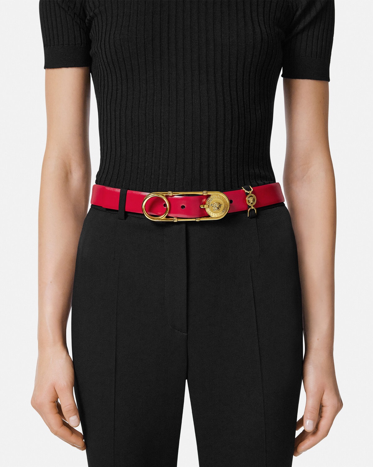 Safety Pin Leather Belt 3 cm - 3