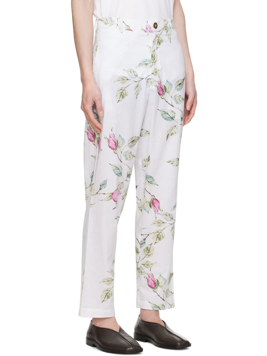 White Floral Trousers - 2