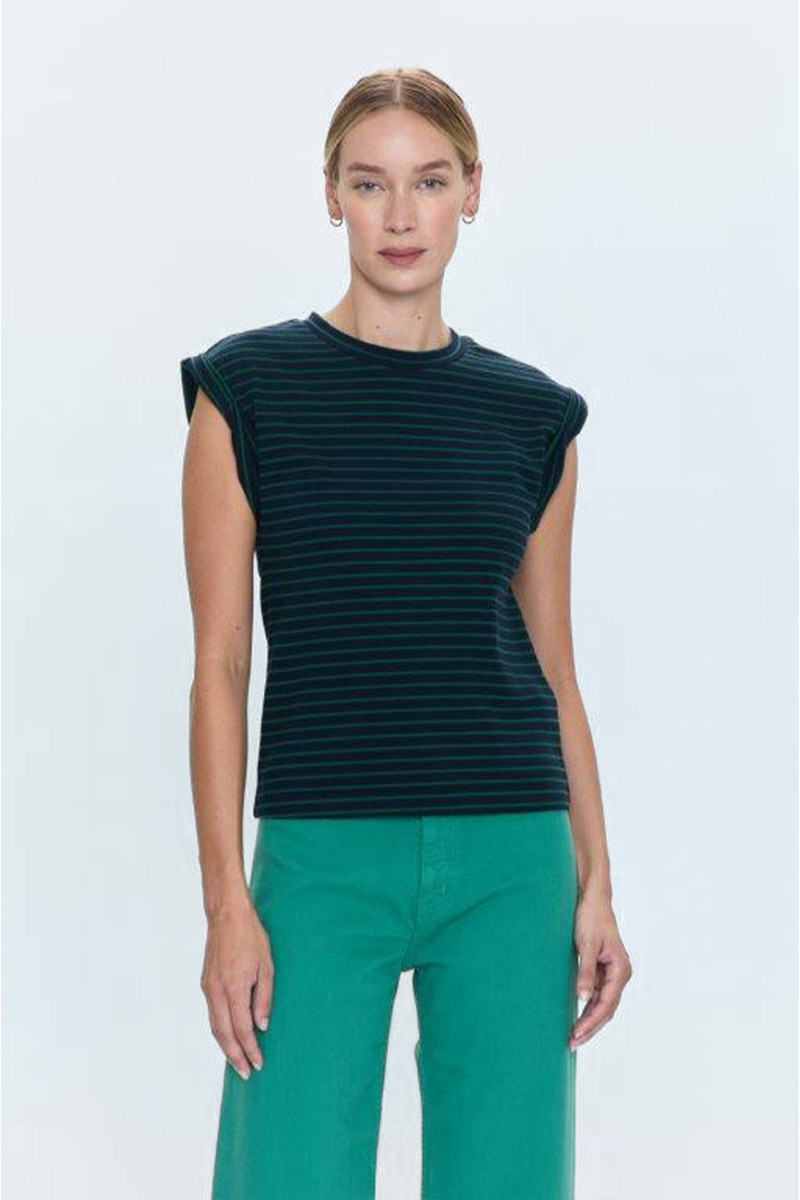 OLIVIA TWISTED SLEEVE MARINA - NAVY GREEN STRIPE 3