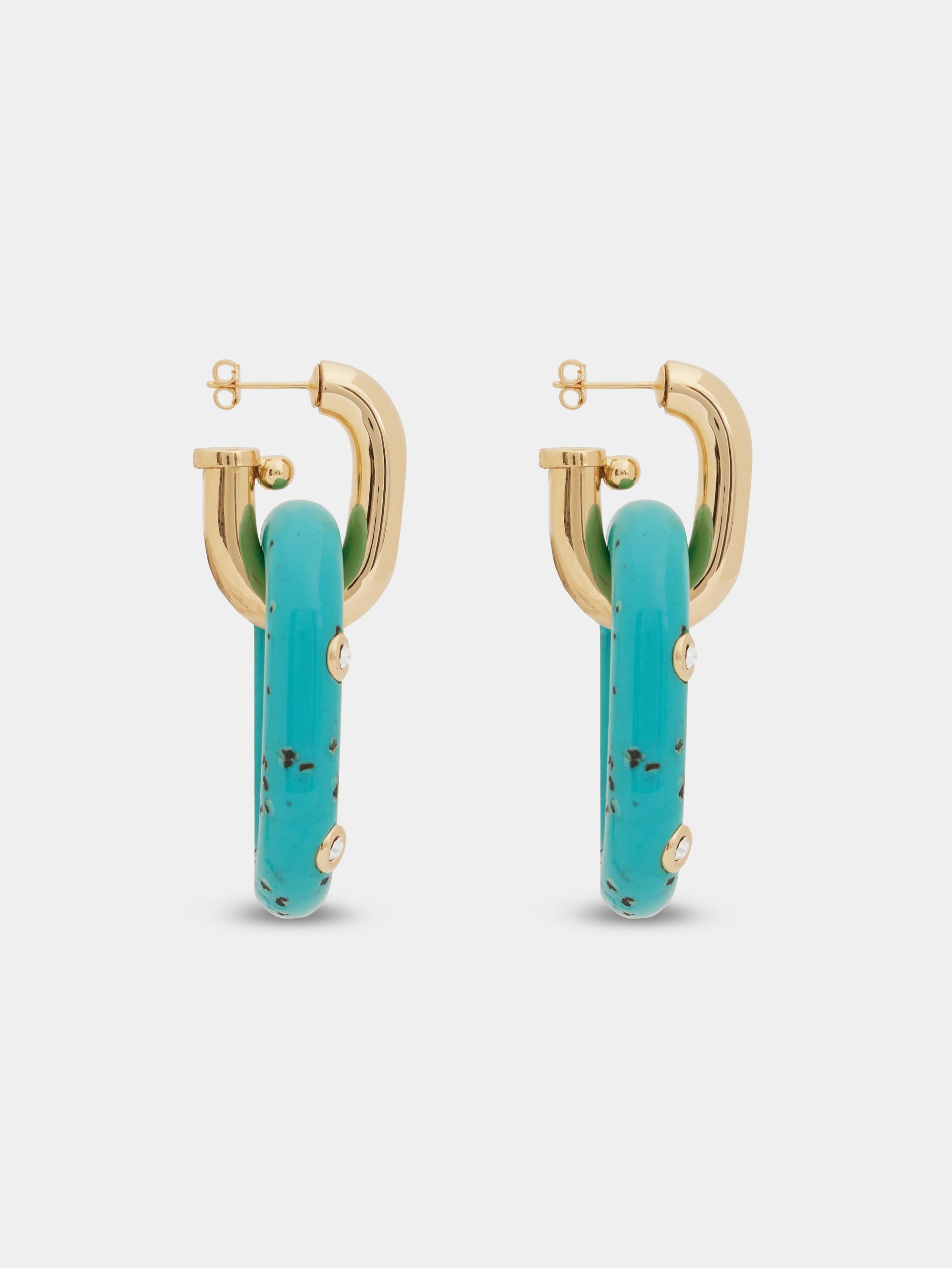 BLUE XL LINK OVERSIZED PALM SPRING EARRINGS - 4