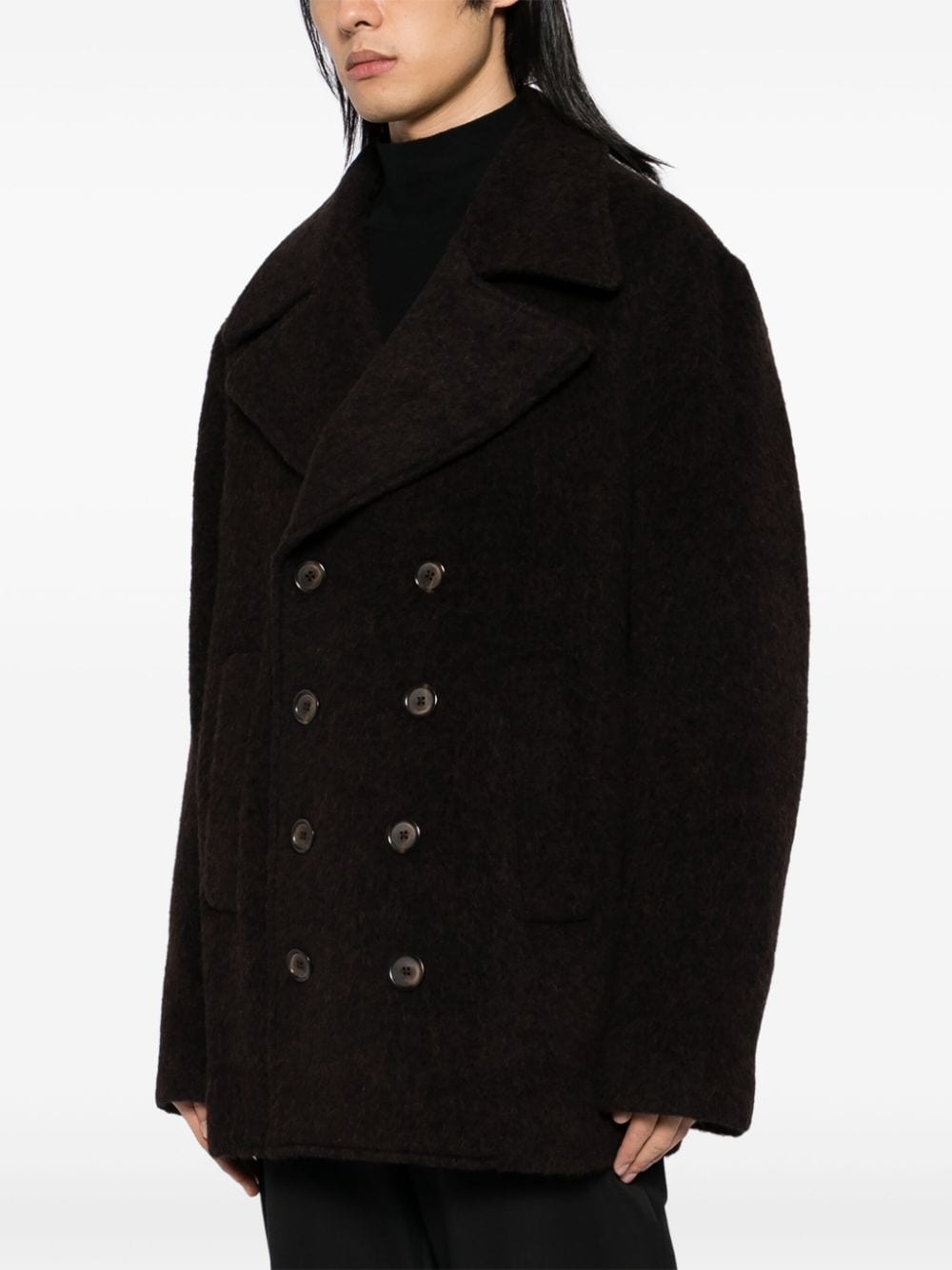 double-breasted melange coat - 3