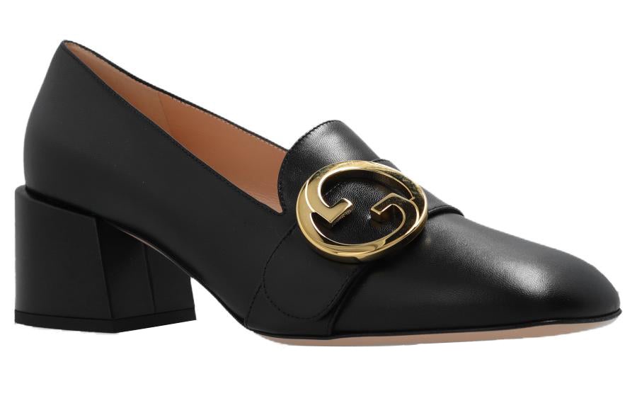 (WMNS) Gucci Blonde Mid-Heel Pumps 'Black' 700053-C9D00-1000 - 3