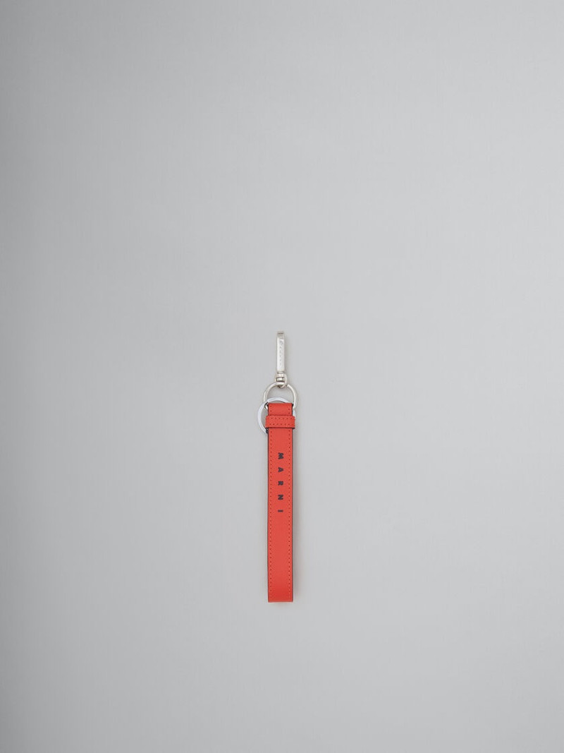 ORANGE SAFFIANO LEATHER KEYRING 1