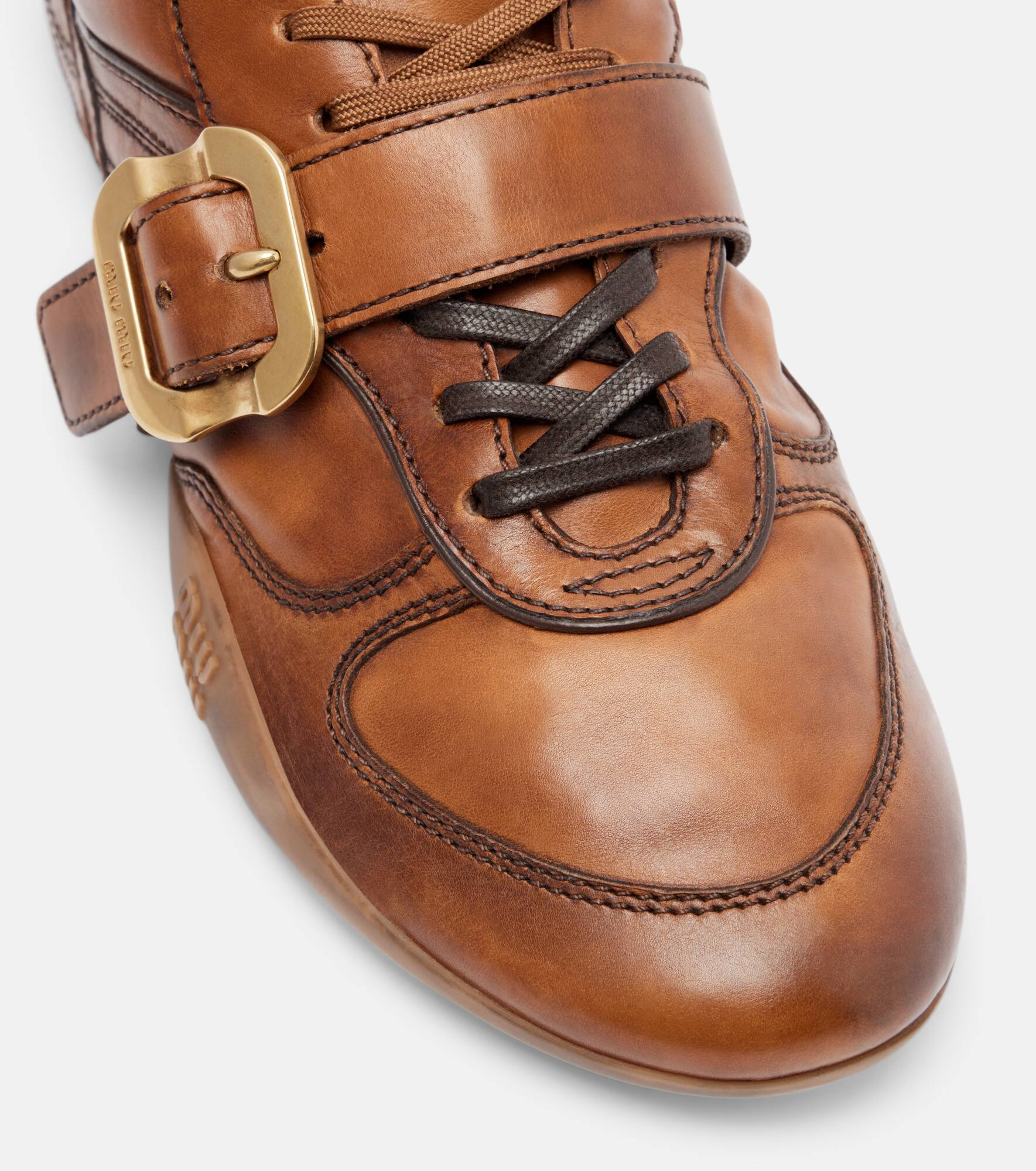 Logo leather sneakers - 5