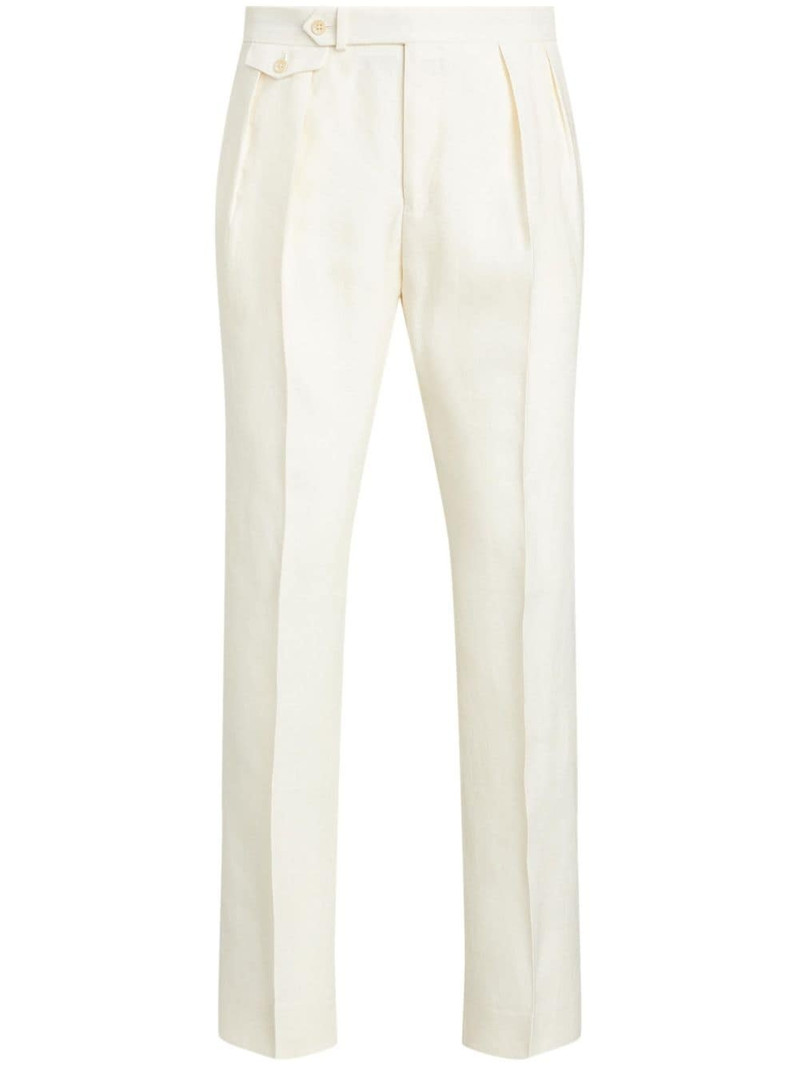 pleat-detail linen trousers 1