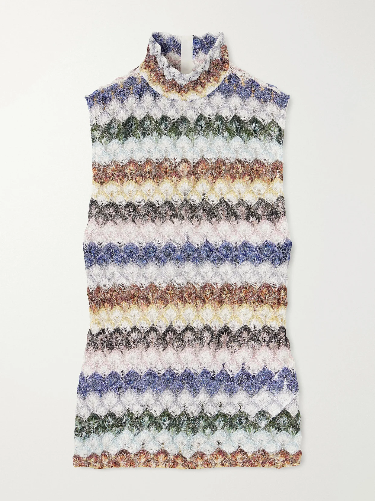 Striped Metallic Crochet-knit Tank - 1