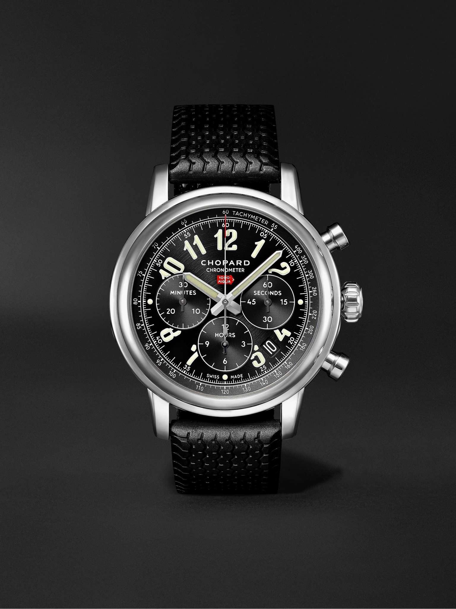 Mille Miglia Classic Chronograph Automatic 42mm Stainless Steel and Rubber Watch, Ref. No. 168589-30 - 1