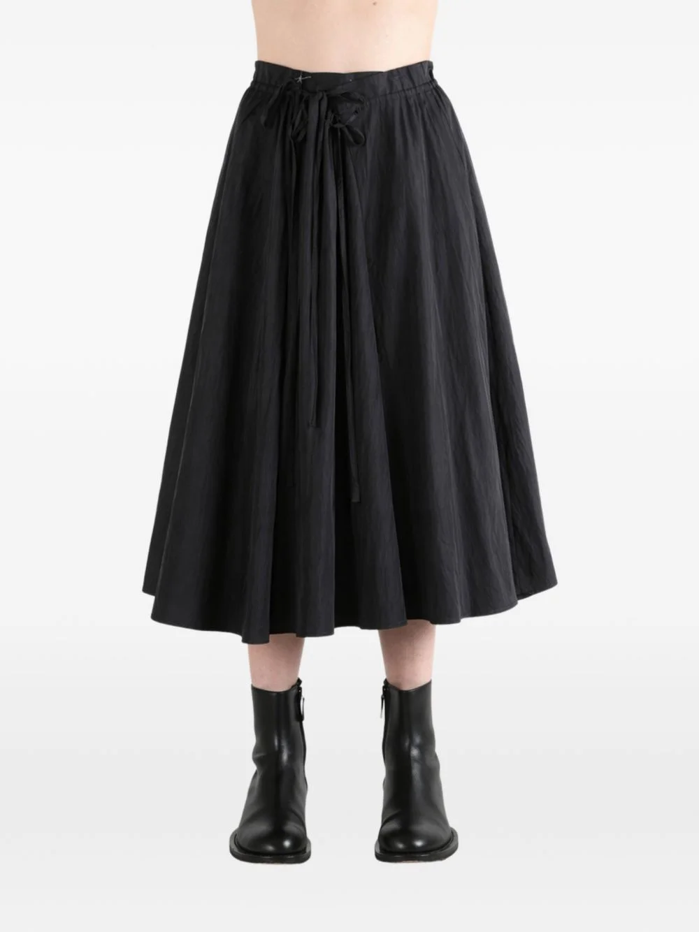 tie-fastening pleated skirt - 1