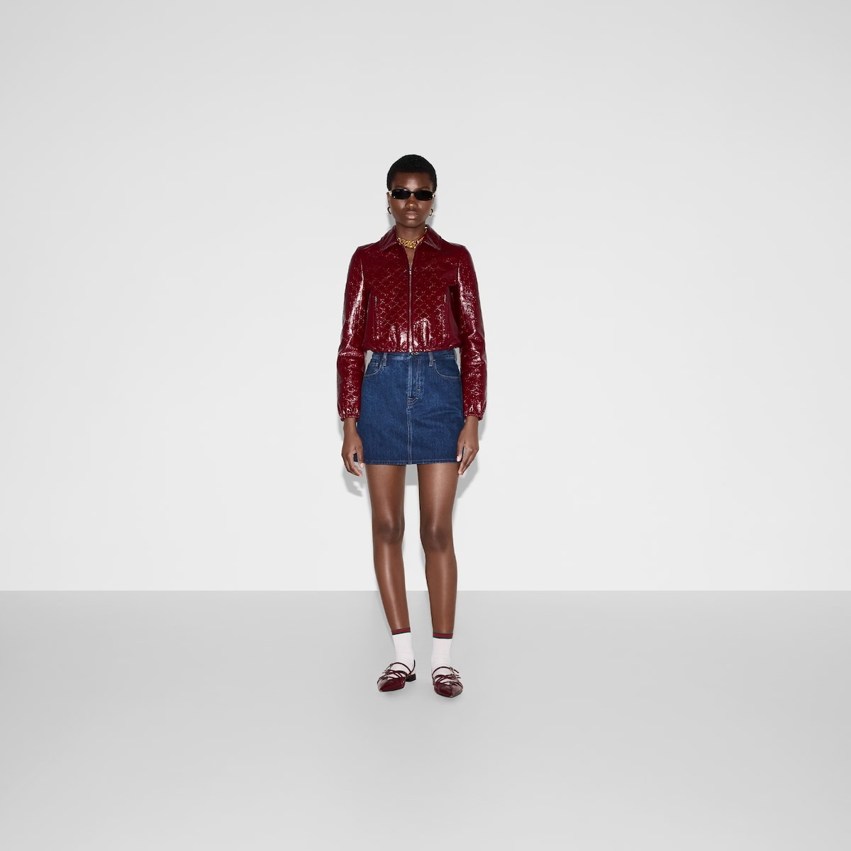 Regular denim skirt with laser logo - 2