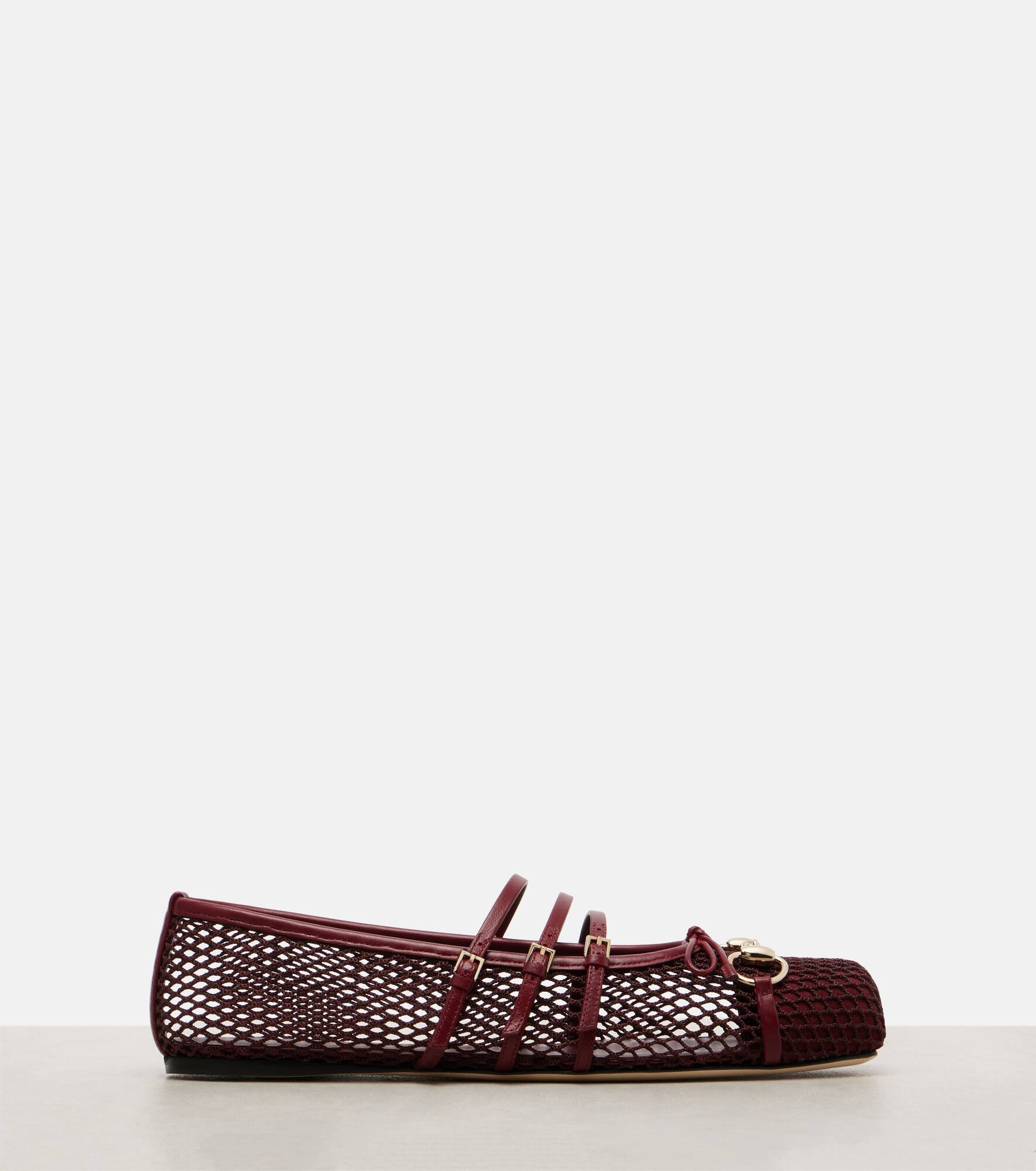 Horsebit leather-trimmed mesh ballet flats - 4